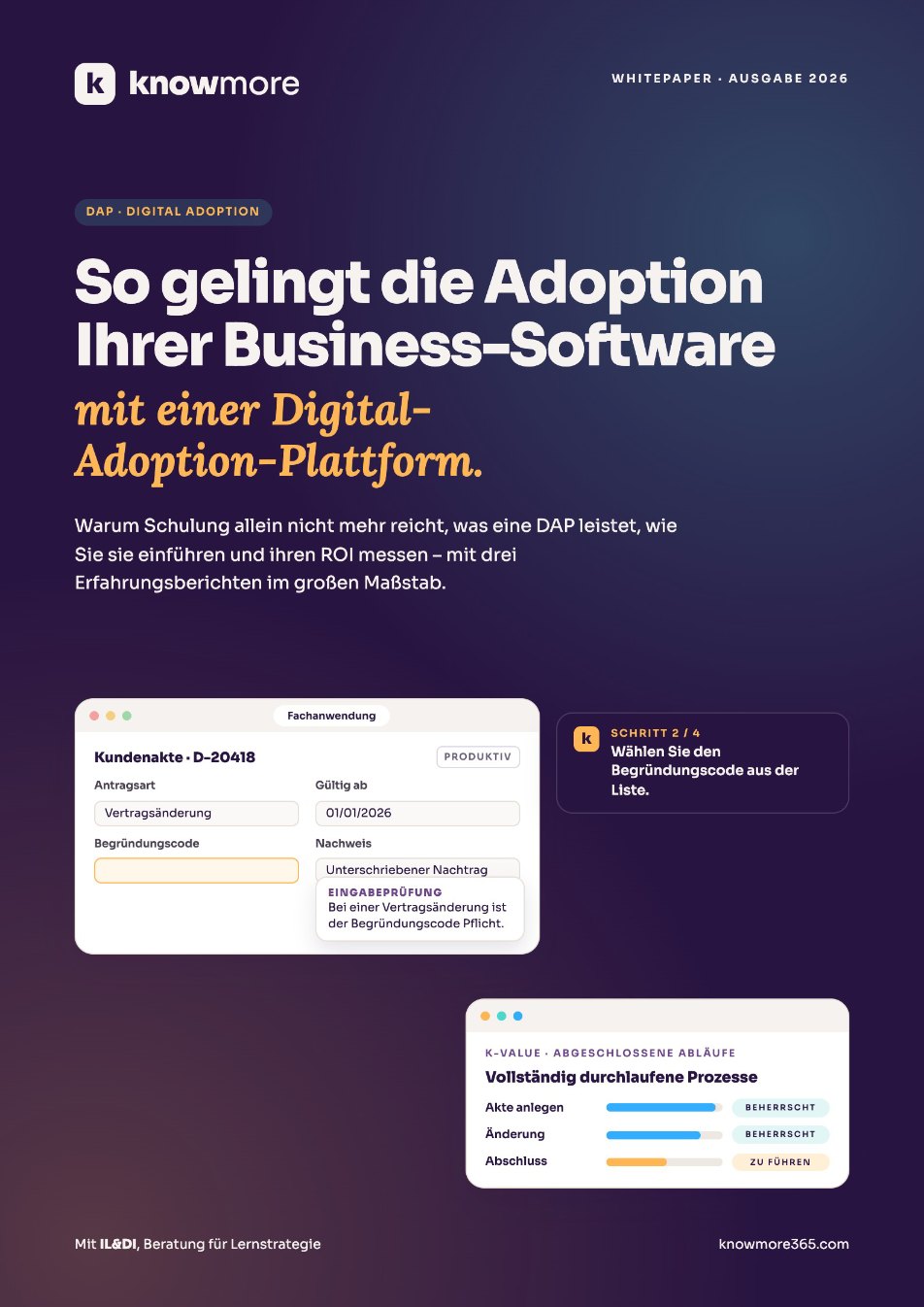 Knowmore-DAP-Whitepaper 2026: So gelingt die Adoption Ihrer Business-Software